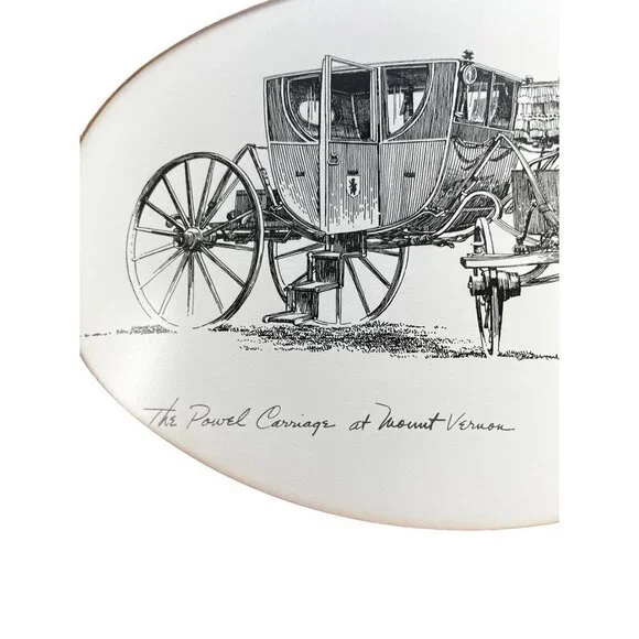 Vintage Signed Framed Lithograph of Sketch The Powel Carriage at Mount Vernon - Picture 4 of 15
